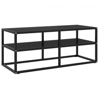 VIDAXL Meuble Tv Noir Avec Verre Noir 100x40x40 Cm 