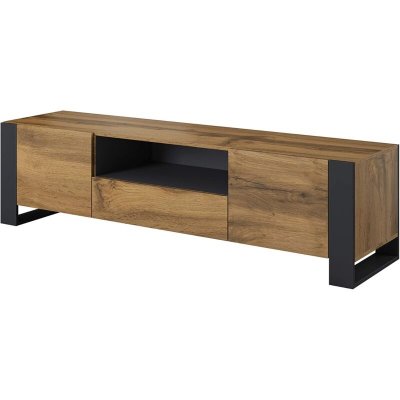 BIM FURNITURE Meuble tv nunki 180 cm wotan chene anthracite - ch&ecirc;ne wotan anthracite