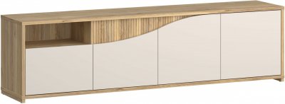 GENERIQUE Meuble TV POEM 203,9 cm sable 3 portes soft-close tiroir niche