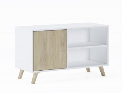 SKRAUT HOME Meuble TV porte gauche Blanc et Puccini 