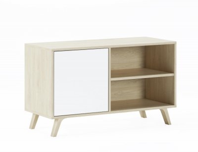 SKRAUT HOME Meuble TV porte gauche Puccini et Blanc 