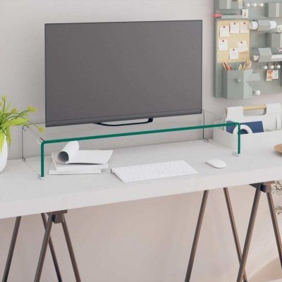 VIDAXL Meuble tv/ pour moniteur 80 x 30 x 13 cm verre transparent