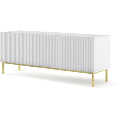 BIM FURNITURE Meuble tv ravenna b 150 cm 3D frais&eacute; blanc mat + cadre