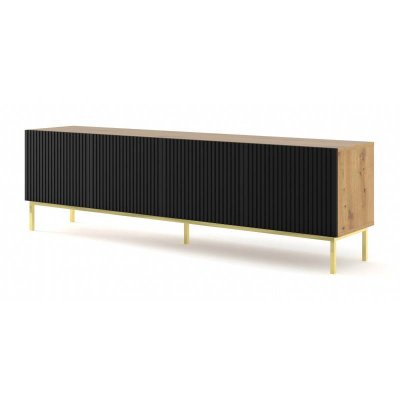 BIM FURNITURE Meuble tv ravenna b 200 cm 4d ch&ecirc;ne artisan / noir mat avec cadre