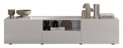 GENERIQUE Meuble TV RICCIONE blanc laqu&eacute; brillant 2 portes + 1 tiroir + niche 184 cm