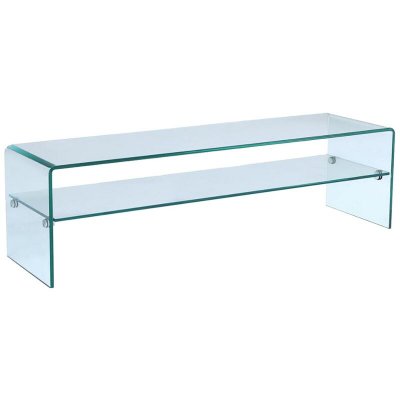 VENTE UNIQUE Meuble TV STILEOS - 1 niche - Verre tremp&eacute; - Transparent