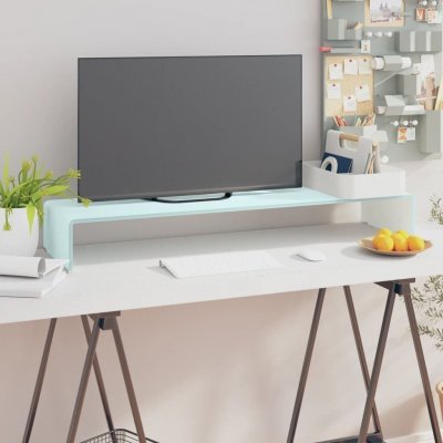 VIDAXL Meuble tv/ support pour moniteur 100 x 30 x 13 cm verre blanc 