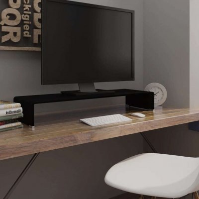 VIDAXL Meuble tv/ support pour moniteur 90 x 30 x 13 cm verre noir