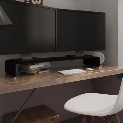 VIDAXL Meuble tv Support pour Moniteur Verre 110x30x13 cm Noir  Noir