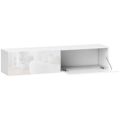 HOMCOM Meuble TV suspendu 2 placards &agrave; portes blanc