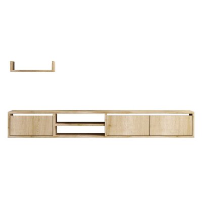 HABITAT ET JARDIN Meuble Tv Suspendu Avec &Eacute;tag&egrave;re Murale En Bois ""heka"" - 180 X 30 X 25 C
