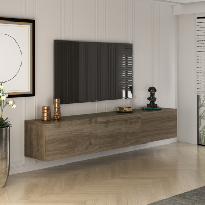 CONCEPT USINE Meuble TV suspendu avec placards 150cm noyer HAL