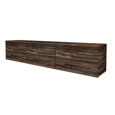 HANAH HOME Meuble TV suspendu en bois avec &eacute;clairage LED - 160 x 32 x 35 cm - Marron