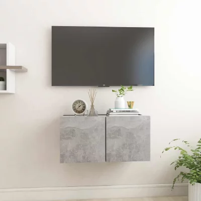 VIDAXL Meuble TV suspendu Gris b&eacute;ton 60x30x30 cm