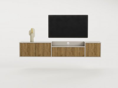 AUCUNE Meuble TV suspendu PINELLA  200x35x37 cm 3 portes + abattante