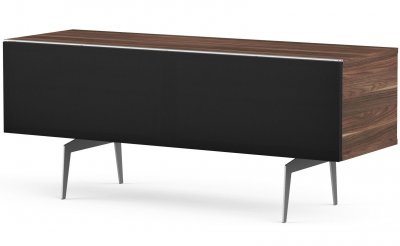 MELICONI Meuble tv tissu acoustique et bois fonc&eacute; pieds m&eacute;tal darwin 120 cm