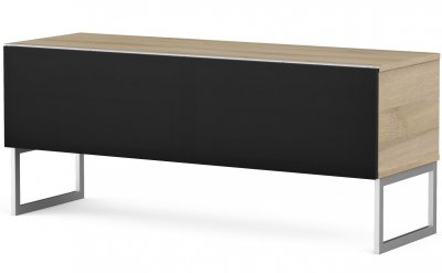 MELICONI Meuble tv tissu acoustique noir et bois clair bologna 120 cm