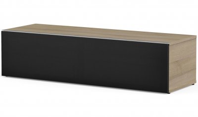 MELICONI Meuble tv tissu acoustique noir et bois clair daphn&eacute; 120 cm