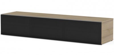 MELICONI Meuble tv tissu acoustique noir et bois clair houston 160 cm