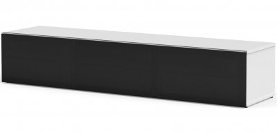 MELICONI Meuble TV tissu acoustique noir et m&eacute;lamin&eacute; blanc Atlanta 160 cm