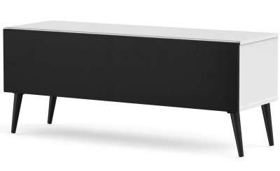 MELICONI Meuble tv tissu acoustique noir et m&eacute;lamin&eacute; blanc orebro 120 cm