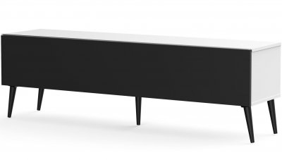 MELICONI Meuble tv tissu acoustique noir et m&eacute;lamin&eacute; blanc orebro 160 cm