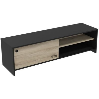 DEMEYERE Meuble TV TOMY coloris ch&ecirc;ne et noir