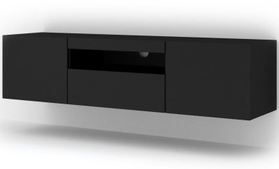BIM FURNITURE Meuble TV universel Aura 150 cm &agrave; poser ou suspendu, noir mat