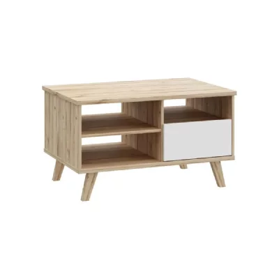 AUCUNE Meuble Tv - Vankka - Chene / Blanc Mat - 124,4 X 41,7 X 54,3 Cm