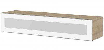 MELICONI Meuble tv verre infrarouge blanc et bois clair boston 160 cm
