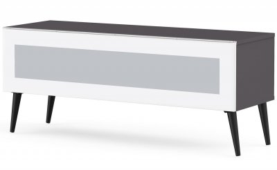 MELICONI Meuble tv verre infrarouge blanc et m&eacute;lamin&eacute; gris Malmo 120 cm
