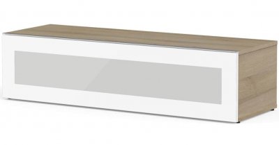 MELICONI Meuble tv verre infrarouge et bois clair boston 120 cm