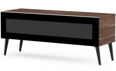 MELICONI Meuble tv verre infrarouge et bois fonc&eacute; linkoping 120 cm