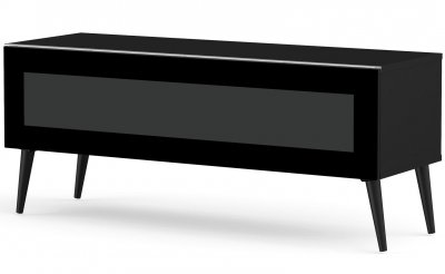 MELICONI Meuble tv verre infrarouge et bois noir marina 120 cm