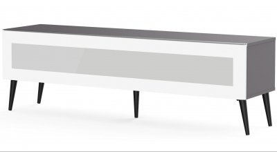 MELICONI Meuble tv verre infrarouge et m&eacute;lamin&eacute; gris malmo 160 cm