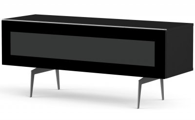 MELICONI Meuble tv verre infrarouge et m&eacute;lamin&eacute; noir pieds m&eacute;tal sydney 120 cm