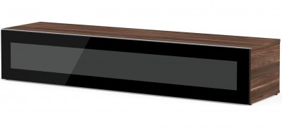 MELICONI Meuble tv verre infrarouge noir et bois fonc&eacute; chicago 160 cm