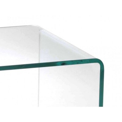 MEUBLETMOI Meuble tv verre tremp&eacute; et plateau bois d&eacute;cor ch&ecirc;ne sur roulettes - ice