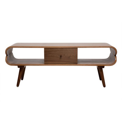 MILIBOO Meuble TV vintage avec rangements bois fonc&eacute; L132 cm TAKLA - Noyer