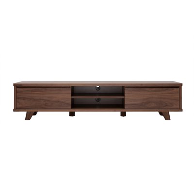 MILIBOO Meuble TV vintage bois fonc&eacute; noyer 2 portes L180 cm FIFTIES