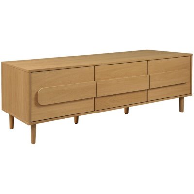 SWEEEK Meuble TV vintage d&eacute;cor bois de ch&ecirc;ne 3 portes 150cm - Juliana