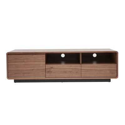 MILIBOO Meuble tv vintage en bois fonc&eacute; noyer et m&eacute;tal noir l160 cm jako