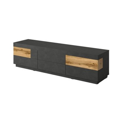 MEUBLORAMA Meuble tv xl 200cm collection kiles. Coloris gris anthracite et ch&ecirc;ne. Style design.