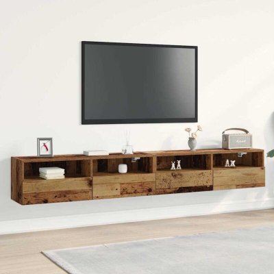 VIDAXL Meubles TV 2 pcs Bois Vieilli 100x30x30 cm Bois d Ing&eacute;nierie
