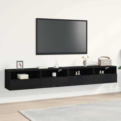 VIDAXL Meubles Tv  2 Pcs Ch&ecirc;ne Noir 100x30x30 Cm Bois D'ing&eacute;nierie