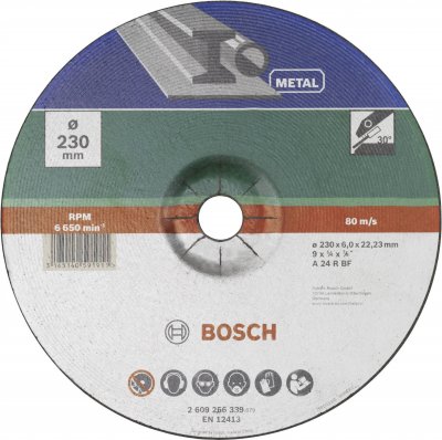BOSCH Meule &agrave; &eacute;barber, &agrave; moyeu d&eacute;port&eacute;, m&eacute;tal  2609256339