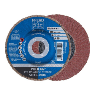 PFERD Meule-&eacute;ventail &Oslash; 115 mm (13300 tr/mn), POLIFAN&reg; SG-A, Grain : 40