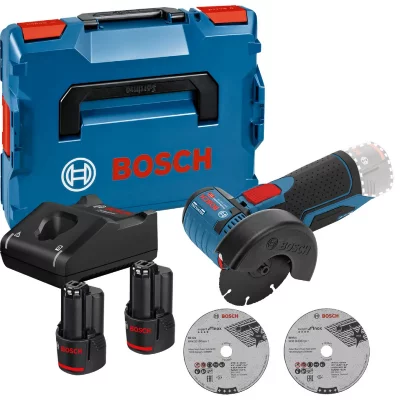 BOSCH Meuleuse angulaire 12V GWS 12V-76 + 2 batteries 3Ah + chargeur + coffret L-Boxx &ndash;  - 06019F200Y