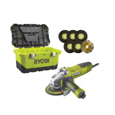 RYOBI Meuleuse d'angle 1010W 125mm - 1 coffret de rangement RAG1010-125TA6