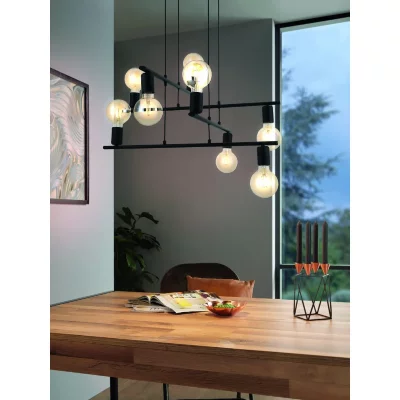 EGLO Mezzana plafonnier suspendu &agrave; 8 lampes multi bras noir